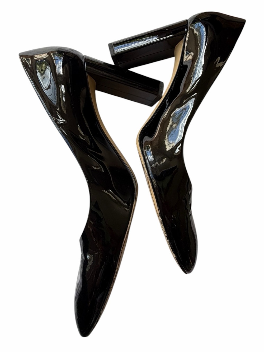 M.Gemi Black Croc-Embossed Leather Pointed Toe Block Heel Pumps – EU 41 / US 11